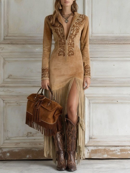 Cheyenne l Western Suede Dress